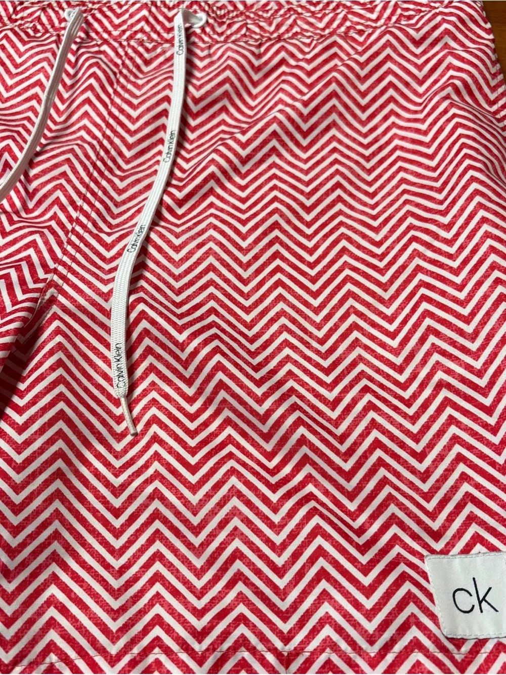 Calvin Klein Red & White Chevron Swim Shorts